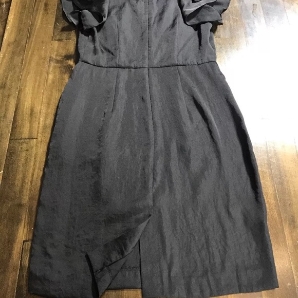 LOFT Women’s Satin Sheath Dress Flutter Sleeves - Picture 5 of 8